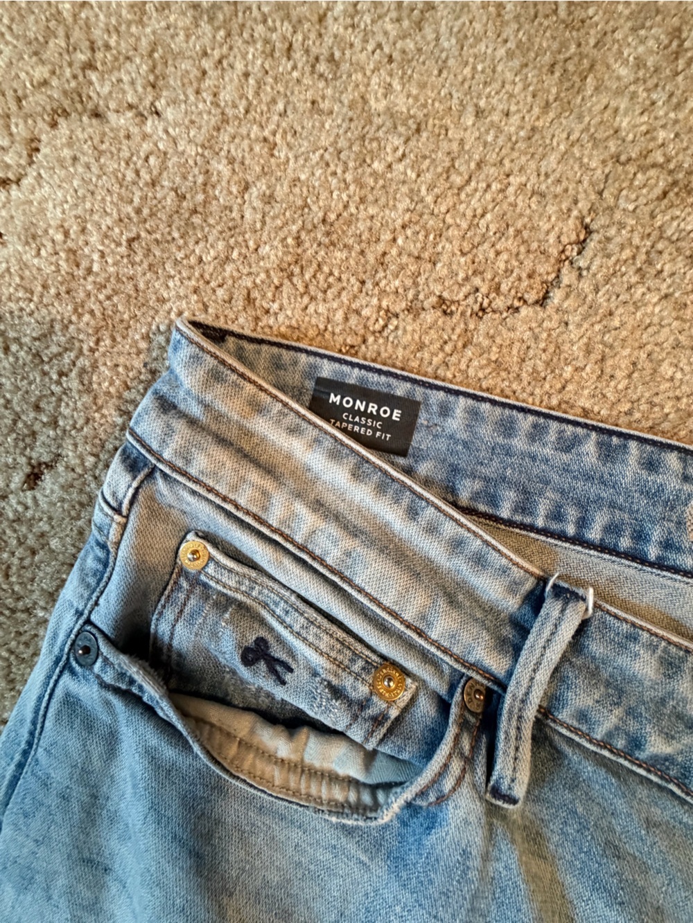 Denham Jeans Light Blue Boyfriend Jeans with Dark Patch Details - Picture 5 of 15